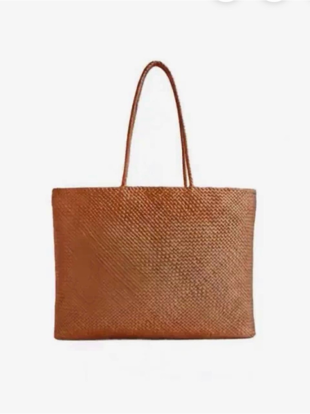 NWT Quince handwoven Italian Leather Tote Bag - Cognac w/dust bag